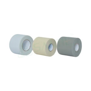 Three rolls of cable tape in white, beige, and gray colors, used for insulation and bundling in HVAC systems.